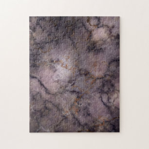Schwarz Violett Gold und Weiß Marmormuster Puzzle