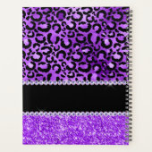 Schwarz-violett-Leopard-Spot-Glam-Monogramm Planer (Rückseite)