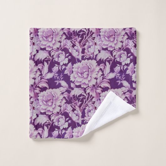 Schwarz/Violett Wiederholung der Rose Badhandtuch Set (Waschlappen)