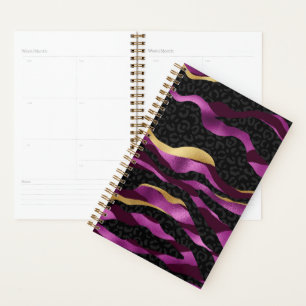 Schwarz violetter Gepard Leopard Schwarz Muster Planer