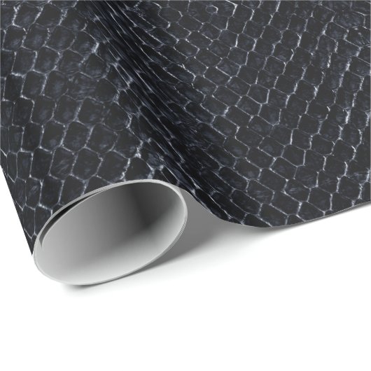 Schwarz-Viper Exotic Snakeskin Geschenkpapier (Rolleneckpunkt)