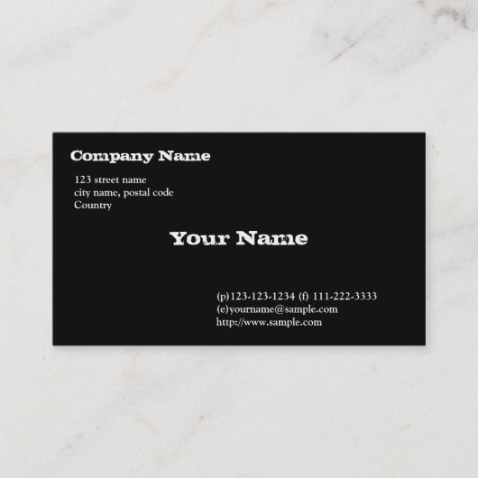 schwarz visitenkarte (Vorderseite)