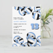 Schwarz-Volleyball-Geburtstag oder Team-Party Einladung (Stehend Vorderseite)