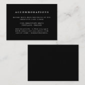 Schwarz-Vollfarben-Hochzeitsunterkünfte Begleitkarte (Vorne/Hinten)