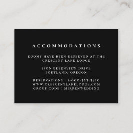 Schwarz-Vollfarben-Hochzeitsunterkünfte Begleitkarte