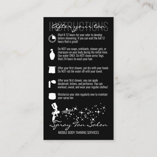 Schwarz vor der Pflege Spritze Tan Visitenkarte (Rückseite)