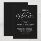 Schwarz vor unserer Hochzeitsprobe Dinner Einladung (Vorne/Hinten)