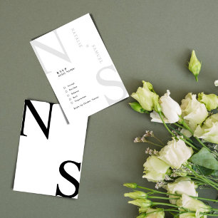 Schwarz & W Minimalistisch Elegant kühne Initialen RSVP Karte
