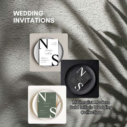 Schwarz & W Minimalistisch Elegant kühne Initialen RSVP Karte