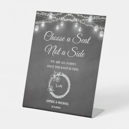 Schwarz wählen Sie einen Platz aus, keine Hochzeit Sockelschild (Vorderseite)