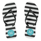 Schwarz-Wasser-Streifen Mit Monogramm Badesandalen (Fußbett)