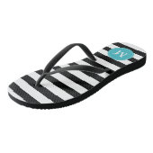 Schwarz-Wasser-Streifen Mit Monogramm Badesandalen (Schrägansicht)