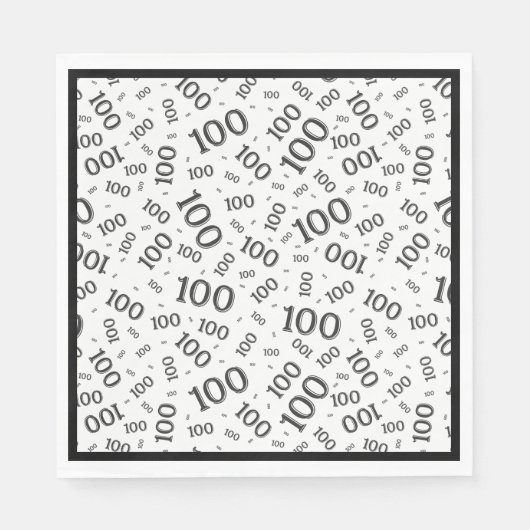 Schwarz/Weiß 100 Zufallszahlenmuster Serviette (Vorderseite)