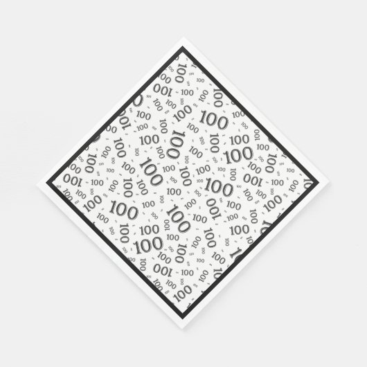 Schwarz/Weiß 100 Zufallszahlenmuster Serviette (Ecke)