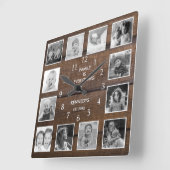Schwarz-Weiß 12 Foto Familienangebot Braun Holz Quadratische Wanduhr (Winkel)