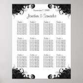 Schwarz-Weiß 12 Hochzeitstische Sitzkarten Poster