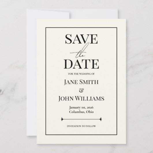 Schwarz-Weiß-12x18 Save the Date Einladung (Vorderseite)