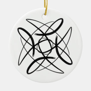 Schwarz-Weiß #16 Square Scroll Doodle Keramik Ornament