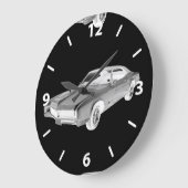 Schwarz-Weiß 1967 Buick Riviera Pop Kunst Große Wanduhr (Winkel)