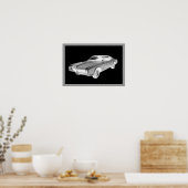 Schwarz-Weiß 1967 Buick Riviera Pop Kunst Poster (Küche)