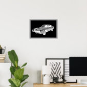 Schwarz-Weiß 1967 Buick Riviera Pop Kunst Poster (Heimbüro)