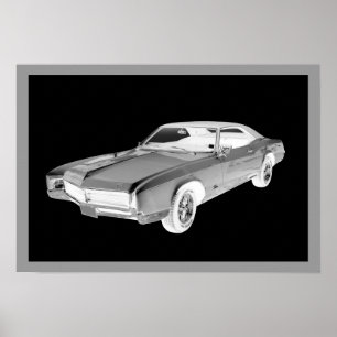 Schwarz-Weiß 1967 Buick Riviera Pop Kunst Poster