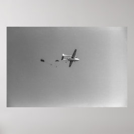 Schwarz/Weiß 1968 Fallschirmspringer Jumping Flugz Poster