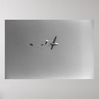 Schwarz/Weiß 1968 Fallschirmspringer Jumping Flugz Poster