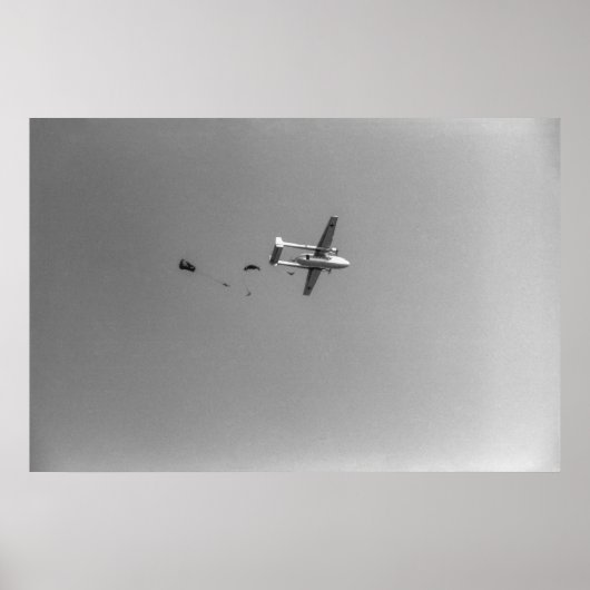 Schwarz/Weiß 1968 Fallschirmspringer Jumping Flugz Poster (Vorne)