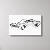 Schwarz/Weiß 1969 Camaro Z28 Illustration Leinwanddruck (Vorderseite)