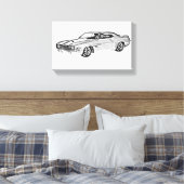 Schwarz/Weiß 1969 Camaro Z28 Illustration Leinwanddruck (Insitu (Schlafzimmer))