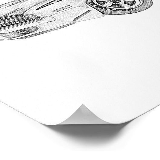 Schwarz-Weiß 1970 Plymouth Barracuda Zeichnend Poster (Ecke)