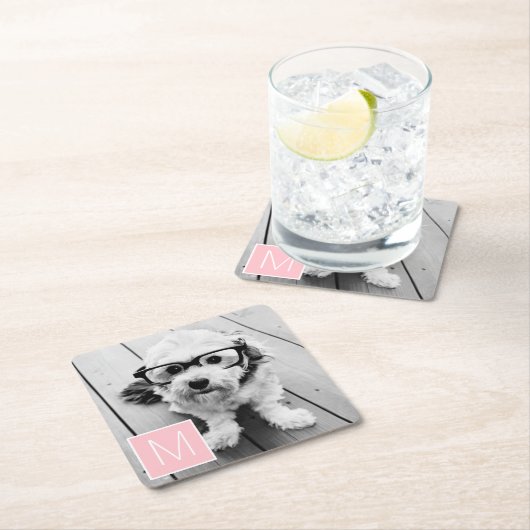 Schwarz-Weiß-1-Fotoleime für benutzerdefinierte Mo Rechteckiger Pappuntersetzer (Vor Ort)