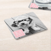 Schwarz-Weiß-1-Fotoleime für benutzerdefinierte Mo Rechteckiger Pappuntersetzer (angewinkelt)