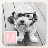 Schwarz-Weiß-1-Fotoleime für benutzerdefinierte Mo Rechteckiger Pappuntersetzer (Vorderseite)