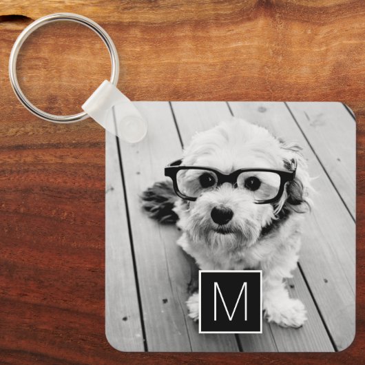 Schwarz-Weiß-1-Fotoleime für benutzerdefinierte Mo Schlüsselanhänger (Vorderseite)