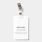 Schwarz-weiß 1 individuell angepasstes Monogramm Ausweis (Rückseite mit Clip)