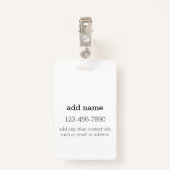 Schwarz-weiß 1 individuell angepasstes Monogramm Ausweis (Rückseite mit Klammer)