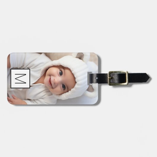 Schwarz-weiß 1 individuell angepasstes Monogramm Gepäckanhänger (Vorderseite horizontal)