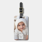 Schwarz-weiß 1 individuell angepasstes Monogramm Gepäckanhänger (Vorderseite vertikal)