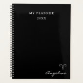 Schwarz-Weiß 2022 Aries Zodiac Symbol Planner Planer (Vorderseite)