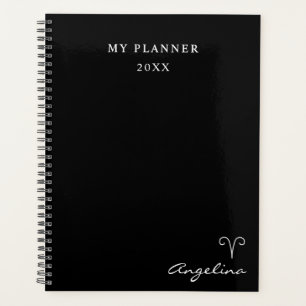 Schwarz-Weiß 2022 Aries Zodiac Symbol Planner Planer