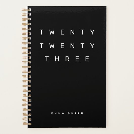 Schwarz-Weiß 2023 Monatliche Produktivität Planer (Vorderseite)