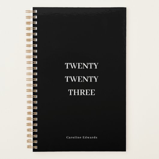 Schwarz-Weiß 2023 Monatliche Produktivität Planer (Vorderseite)