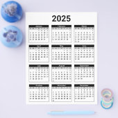 Schwarz/Weiß 2025 Jahr auf einen Blick Flyer (Einzeln)