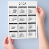 Schwarz/Weiß 2025 Jahr auf einen Blick Flyer (Hand)