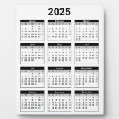 Schwarz/Weiß 2025 Jahr auf einen Blick Fotoplatte (Vorderseite)