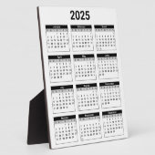 Schwarz/Weiß 2025 Jahr auf einen Blick Fotoplatte (Seite)