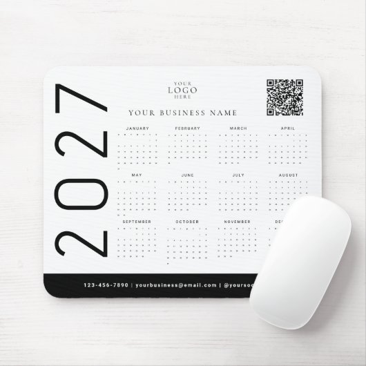 Schwarz Weiß 2027 Kalender Geschäft Logo Unternehm Mousepad (Mit Mouse)