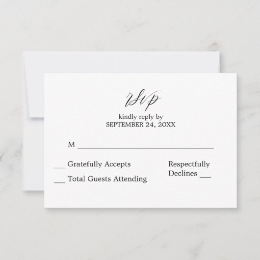 Schwarz-Weiß 2-3 Kalligraphie auf der RSVP-Karte RSVP Karte (Vorderseite)